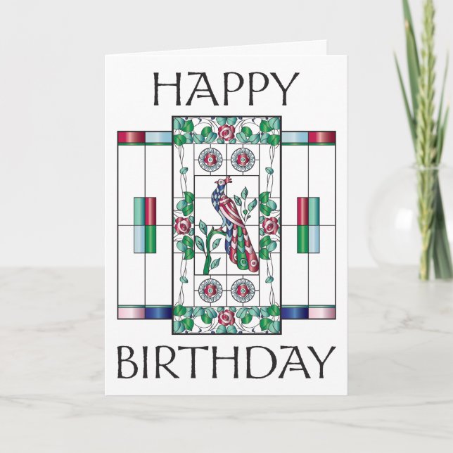 Agradecimento Cartão de Aniversário de Vidro Mah Jongg (Frente)