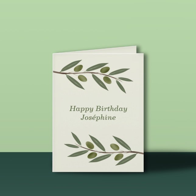 Agradecimento Cartão de Aniversário do Branch Olive Branch (Watercolor Olive Branch Birthday Card)