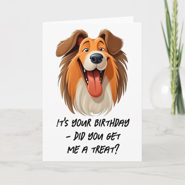 Agradecimento Cartão de Aniversário do Cachorro Collie (Frente)