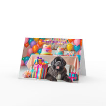 Cartão de Aniversário do Cão da Terra Nova