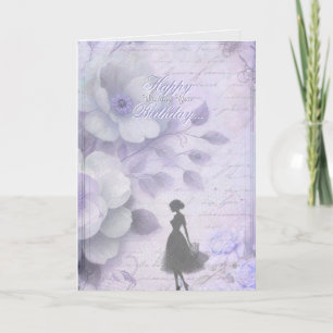 Agradecimento Cartão de Aniversário Elegante Senhora Aquarela La