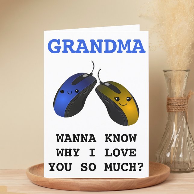 Agradecimento Cartão de aniversário engraçado com clique de mous (Funny Computer Mouse Click Grandmother Happy Birthday Thank You Card)