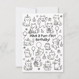Agradecimento Cartão de aniversário engraçado com doodle de gato