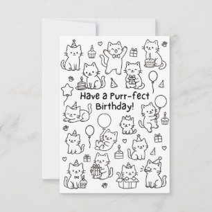 Agradecimento Cartão de aniversário engraçado com doodle de gato