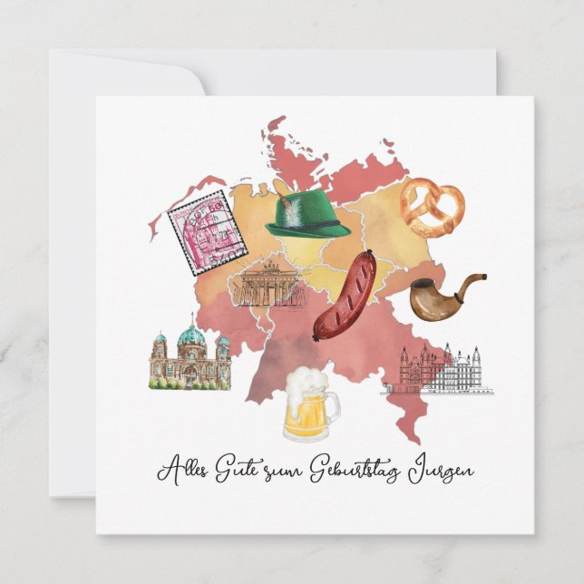 Agradecimento Cartão de Aniversário Feliz Alemão, Alles Gute zum (Frente)