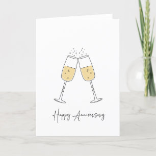 Agradecimento Cartão de Aniversário Feliz com Fluxos de Champanh