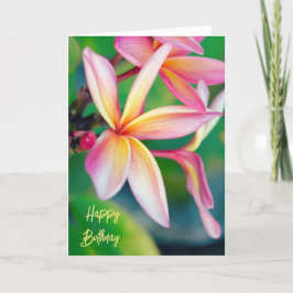 Agradecimento Cartão de Aniversário Feliz da Plumeria Rosa