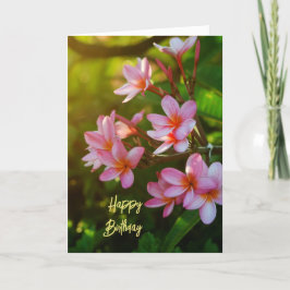 Agradecimento Cartão de Aniversário Feliz da Plumeria Rosa