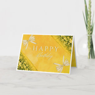 Agradecimento Cartão de Aniversário Feliz Floral Amarelo Elegant
