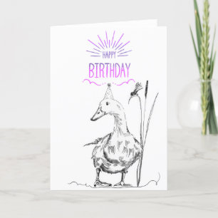 Agradecimento Cartão de Aniversário Feliz Pato