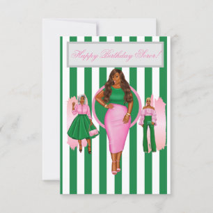 Agradecimento Cartão de Aniversário Feliz, Rosa e Verde