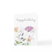 Cartão de Aniversário | Floral Aquarela