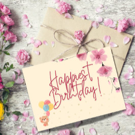 Agradecimento Cartão de aniversário floral rosa, Cartão de anive