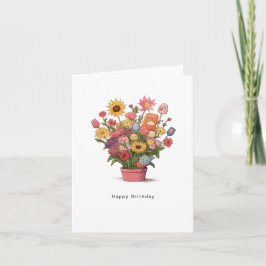 Agradecimento Cartão de Aniversário, flores. Feliz Aniversário