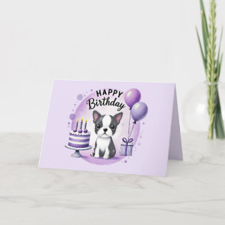 Agradecimento Cartão de aniversário fofo do Boston Terrier