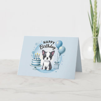 Agradecimento Cartão de aniversário fofo do Boston Terrier