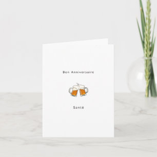 Agradecimento Cartão de Aniversário Francês, Feliz Aniversário, 