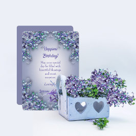 Agradecimento Cartão de Aniversário Lavanda Azul Lilases de Prim