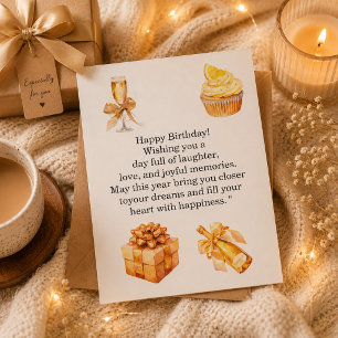 Agradecimento Cartão de Aniversário Luxuoso Dourado para Ela F