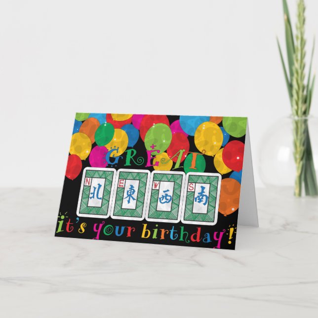 Agradecimento Cartão de Aniversário Mah Jongg NEWS (Frente)