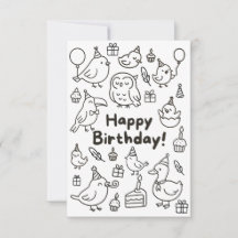 Cartão de Aniversário Minimalista com Desenho de P