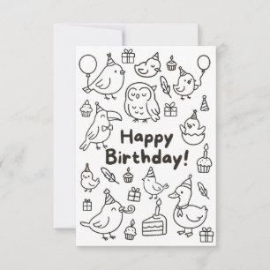 Agradecimento Cartão de Aniversário Minimalista com Desenho de P