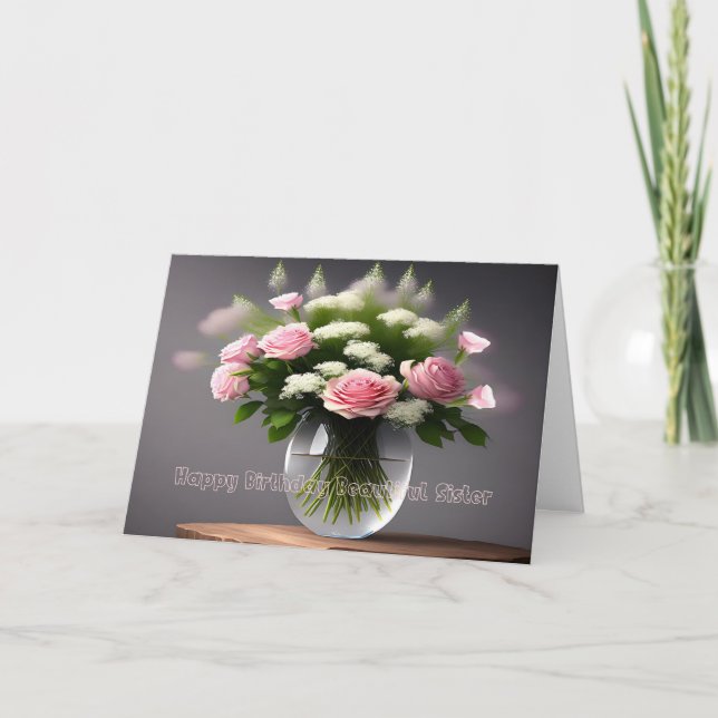 Agradecimento Cartão de Aniversário para Belas Rosas Irmãs em Va (Frente)