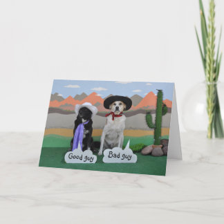 Agradecimento Cartão de aniversário para qualquer macho, 2 cães 