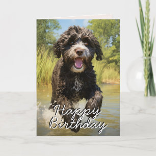 Agradecimento Cartão de Aniversário Personalizado com Cão de Águ