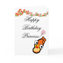 Cartão de Aniversário Princesa Rosto Fofo