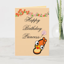 Cartão de Aniversário Princesa Rosto Fofo