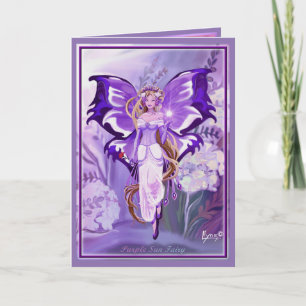 Agradecimento Cartão de aniversário Purple Sun Fairy