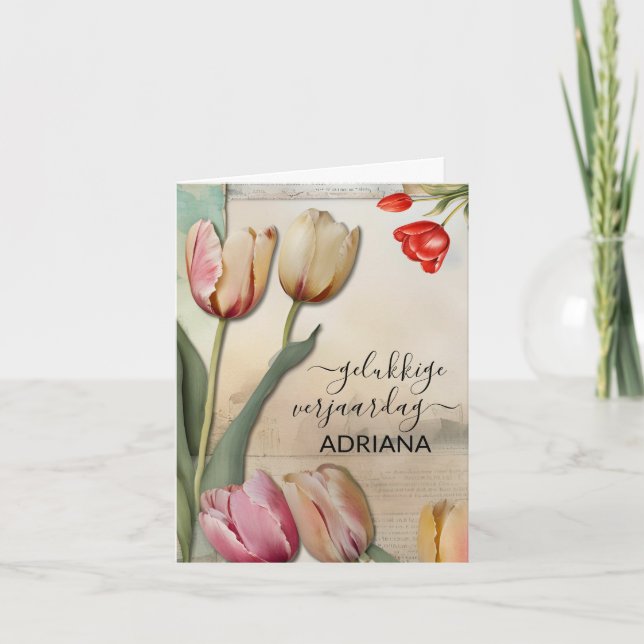 Agradecimento cartão de aniversário wenskaart voor gelukkige ver (Frente)