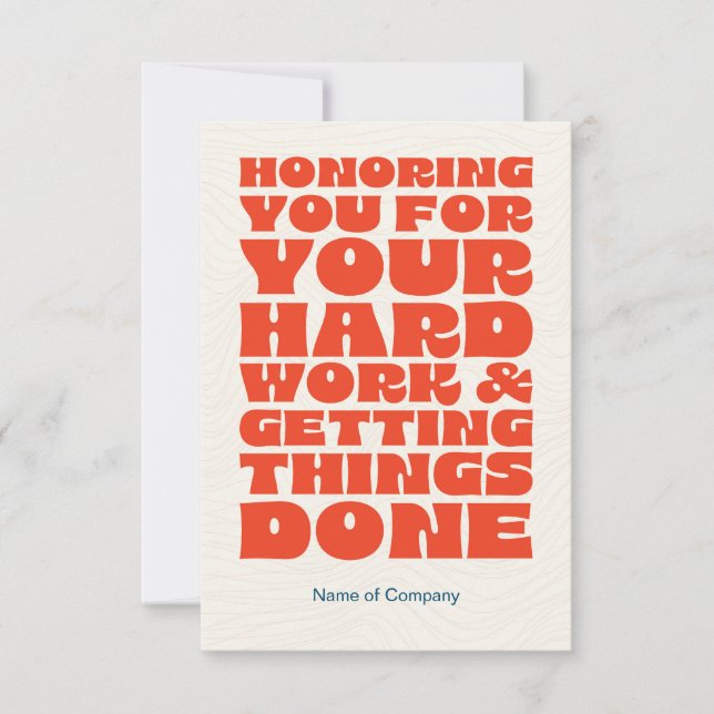 Agradecimento Cartão de Apreciação do Funcionarios de Funcionári (Frente)