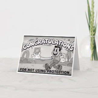 Agradecimento Cartão de Bebê Divertido Retrô "Sem Proteção"