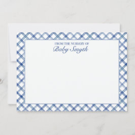 Agradecimento Cartão de Berçário com Treliça em Aquarela Azul