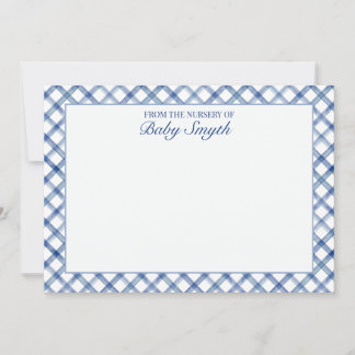 Agradecimento Cartão de Berçário com Treliça em Aquarela Azul