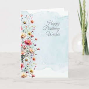 Agradecimento Cartão de Boas Festas de Aniversário Floral