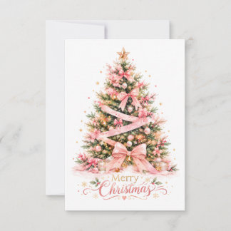 Agradecimento Cartão de Boas Festas de Árvore de Natal Rosa