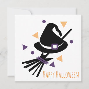 Agradecimento Cartão de Boas Festas de Halloween Vassoura de B