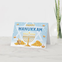 Cartão de Boas Festas de Hanukkah Menorah Dourada