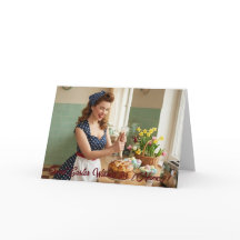 Cartão de Boas Festas de Páscoa Pin-Up Retrô
