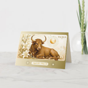 Agradecimento Cartão de Boas Festas do Zodíaco Touro Art Nouveau