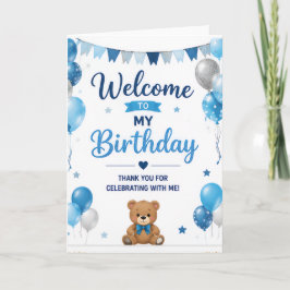 Agradecimento Cartão de Boas-Vindas de Aniversário de Urso Teddy