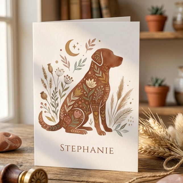 Agradecimento Cartão de Boas-Vindas de Cachorro Boho – Presente  (Boho Dog Lover notecard)
