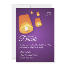 Cartão de Boas-vindas Diwali Lanterna Celeste Eleg