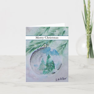 Agradecimento Cartão de Bola de Natal com Aquarela