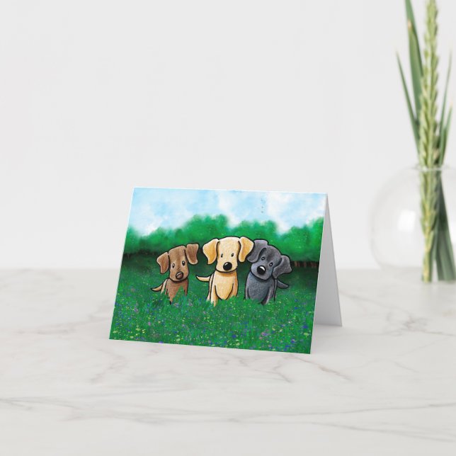 Agradecimento Cartão de Cachorro Trio Labrador (Frente)