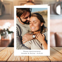 Cartão de Casal de Foto de Aniversário Dobrado