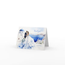 Cartão de casamento com pintura aquarela de Santor